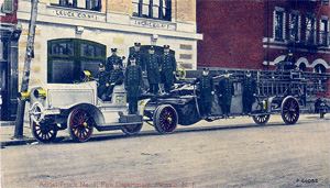 Dundee Fire House and  Aerial Truck Number 1 - 1914