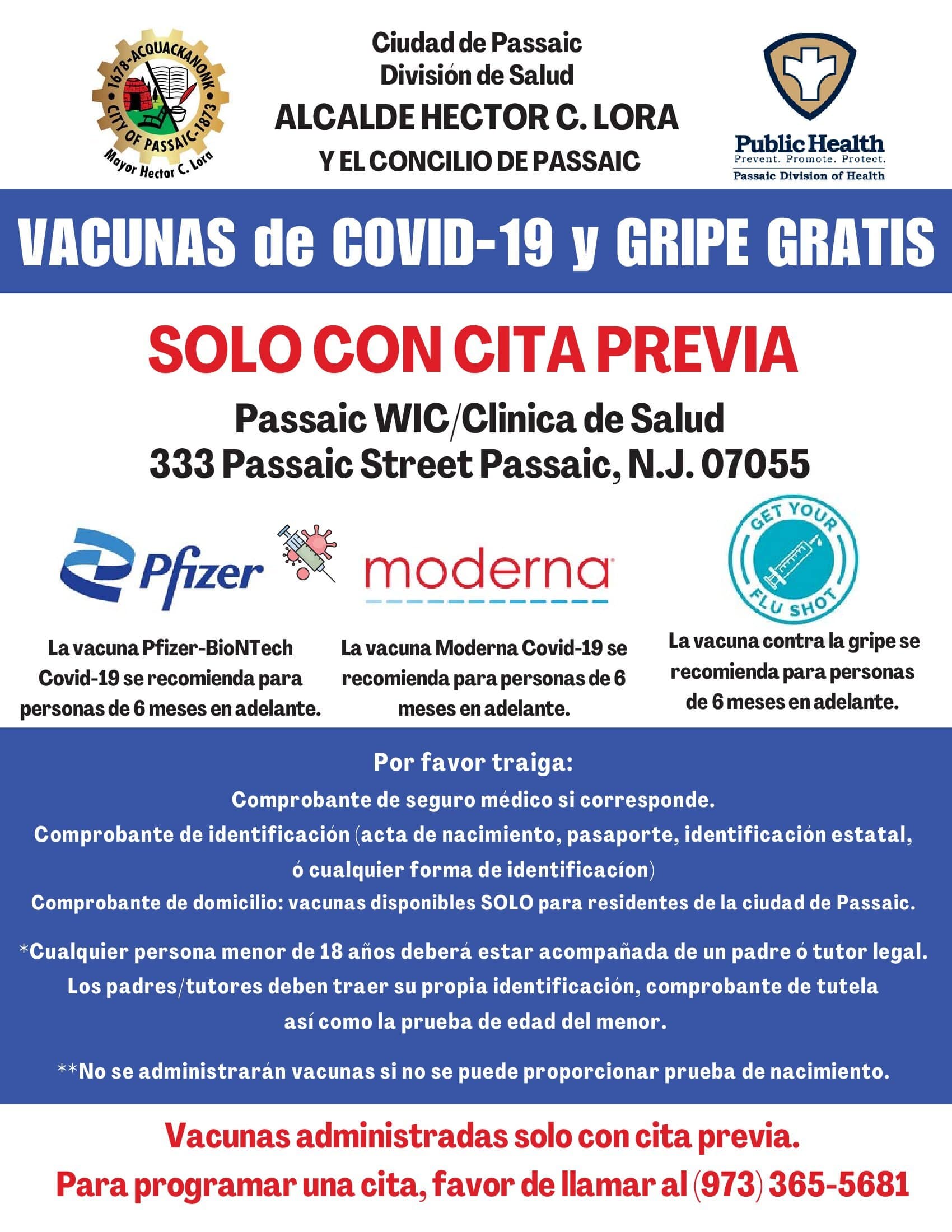 CITY OF PASSAIC DIVISION OF HEALTH MAYOR HECTOR C spanish